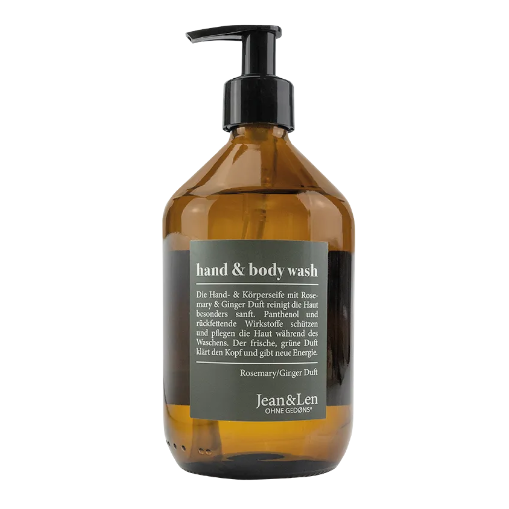 Jean&Len | Hand & Body Wash Rosemary/Ginger 500ml in Glasflasche