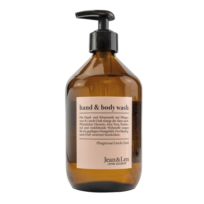 Jean&Len | Hand & Body Wash Pfingstrose/Litschi 500ml in Glasflasche